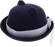 [WOFASHPURET] Unique Cat Ear Design Bow Hat Wool Fabric School Style Hat Versatile Accessory for Women Dark Blue