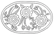 Rug Hooking Pattern Primative Sunflower Oval on Natural Linen