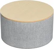 Artiss Storage Ottoman Blanket Box 60cm Foot Stool Coffee Table Linen Round Grey