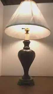 PAIR (2) OR ROBERT ABBEY DESIGNER BLACK LAMPS WITH MARBLE BASE & PAINTED BRASS