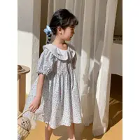 在飛比找蝦皮購物優惠-韓國女童 娃娃領連衣裙 夏季兒童 中小童連衣裙 洋氣繡花裙子