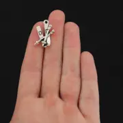 Bulk 20 Ski Charms Antique Silver Tone 2 Sided Great Details - SC489