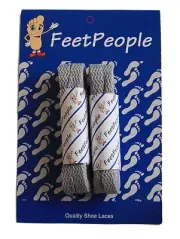 FeetPeople Flat Laces, 2 Pair Pack, 27 - 72 inches, SILVER
