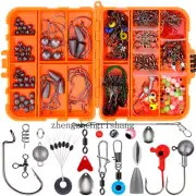 275pcs/Box Texas Rigs Tackle Ring sinkers Swivels Hook Kits Fishing Accessories