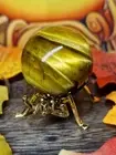 Beautiful Golden Tigers Eye Crystal Sphere 34mm 54g & Gold Ant Holder