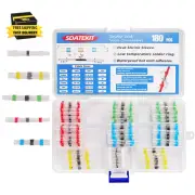 180Pcs Heat Shrink Solder Wire Connectors, Waterproof Electrical Butt Splice Ter