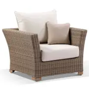 Coco 1 Seater Outdoor Wicker Arm Chair Brushed Wheat - Cream