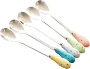 Retro Ceramic Spoons, Rice ScoopSet of 10 Colorful Stainless Steel Spoon Baby Spoon Coffee Tea Soup Spoon