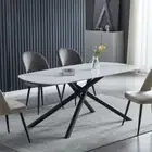 NNEDSZ Dining Table Marble Stone Top Rounded Rectangular