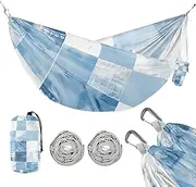 Light Blue and White Checkered Pattern 330lb Capacity Camping Hammock Rope Hammock for Camping & Hiking Essential capas para la Lluvia