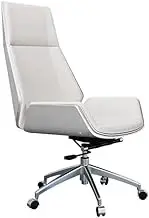 Classic Ergonomic Office Chair Home Office Desk Chair No Armrest High Back Executive Height Adjustable Rolling Swivel Task Chair Desk Task Chair(White)