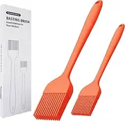 KitsKap Silicone Basting Brush 2 Pcs Pastry Brush for Oil, BBQ, Grill, Sauce Baking Cooking, Dishwasher Safe (Orange)