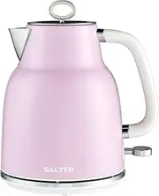 Salter Retro EK5737PNKVDE 1.7 L Kettle - 3 kW, 360° Base, Removable Limescale Filter, Wireless, Water Level Indicator, Boil Dry Protection & Automatic Shut-Off, Pink