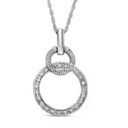 0.05 CT. T.W. Natural Diamond Interlocking Circles Pendant in Sterling Silver