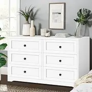 ALFORDSON Chest of Drawers Hallway Tallboy, Bedroom Dresser with 6 Drawers with Wooden Knob, Living Room Side Cabinet Standing Storage Cupboard, Indoor Furniture Home Organiser Sideboard(White)