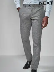 Grey Slim Fit Wool Blend Donegal Suit Trousers (590074) | $107