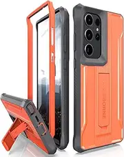 [CaseBorne] Compatible with Samsung Galaxy S23 Ultra Case (Former ArmadilloTek), Robust Dual Layer Full Body Stand Case Without Screen (Orange)