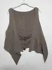 NWT Women's Vest Bat Wing Whimsy Hazel Khaki Button Front Asymmetrical Career