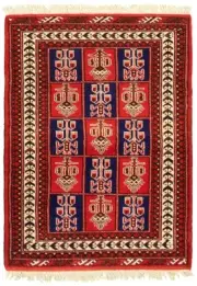 Vintage Hand-Knotted Area Rug 3'5" x 4'9" Traditional Wool Carpet