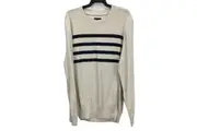 Jeanswest Victor Navy Stripe Bone White Thin Crew Knit Sweater Mens Sz Large NEW