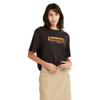 在飛比找ETMall東森購物網優惠-Timberland 女款黑色LOGO印花寬鬆短版短袖T恤A