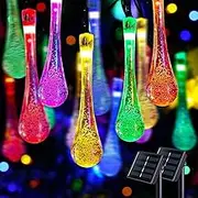 50 LED Solar Light Outdoor Garden Multi-Colour Solar Teardrop Fairy Tale String Light Waterproof Crystal Raindrop Decoration Light of Tree in The Garden Terrace Yard (29ft/9m) [Energy Class A+++]
