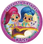 1 x SHIMMER & SHINE Edible Cake Topper Rice Wafer Paper PERSONALISED KIDS 19cm