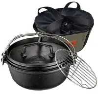 在飛比找Yahoo!奇摩拍賣優惠-鑄鐵荷蘭鍋三件套DO-28 煲湯 表面植物油 燉肉 燉排骨烤