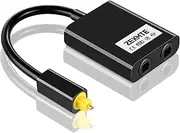 ZEXMTE Upgraded Optical Fiber Splitter 1 in 2 Out With 24K Gold Plated Connectors for CD Player, DVD Player, Receiver - Black