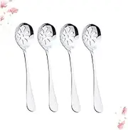 UTHCLO Small Colander Set 4pcs Stainless Steel Creative Hollow-Out Serving Spoon for Banquet Restaurant and Home Use Silver