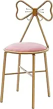 ILWorkTLs Vanity Makeup Chair,Velvet Cushion Metal Frame Dresser Seat with Backrest,Lounge Chair for Living Room Bedroom,Deep Pink