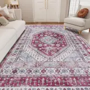 Area Rugs for Bedroom Living Room 6x9 Washable Area Rug Red Vintage Retro Rug...