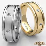 Unique Round Diamond Mens Eternity Dome Wedding Band 18k Yellow Gold 0.16 Ctw