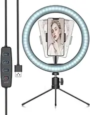 Ring Light Dimmable Desktop Fill in Light 3 Modes 10 Levels with Tripod Phone Holder Rmote S er for Streaming Makeup Selfie P graphy Black One Size
