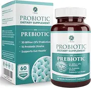 30 Billion CFU Probiotic Supplement with Prebiotics - Patented Acid Resistant Capsules to Promote Gut Health, Support Immune System - Probiotics for Women and Men of All Ages - 60 Vegetarian Capsules