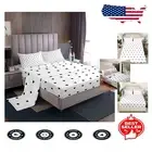 Luxury King Size Microfiber Bed Sheet Set: Cute Heart & Geometric Cartoon Design
