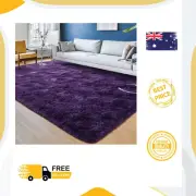 Przemy Dark Purple Area Rug for Bedroom, 4x6 Feet Fluffy Shaggy Rugs for Living-