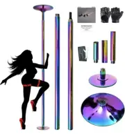 COLOURFUL DANCE POLE PROFESSIONAL SPINNING PORTABLE YOGA FITNESS 2 x extensions