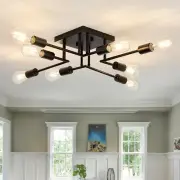 8-Lights Semi Flush Mount Ceiling Light Fixture Modern Metal Black Sputnik Chand