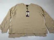 Christian Siriano Ladies Pullover Pointelle Sweater Carmel XXL