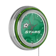 Unbranded Wall Clock 14.5" Dallas Stars Watermark Lighted Analog Neon Green
