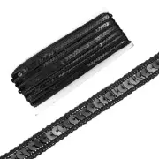 0.5 Inch x 10 Yards Sequin Ribbon Trim Sequin Braid Trim Ribbon, Black
