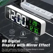Modern LED Digital Alarm Clock Bedside Table Time Temperature Display Snooze USB