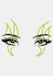 Green Flame On Rhinestone Face Gems