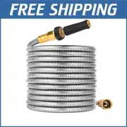 100 FT Expandable Kink-Free Stainless Steel Garden Hose - Heavy Duty & Flexible
