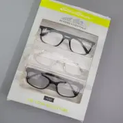 Eddie Bauer Designer Reading Glasses 3 Readers in Black Clear & Tortoise +1.50