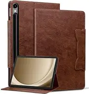 [YBFJCE] Folio Case for Samsung Galaxy Tab S9 11 inch 2023, Premium PU Leather Smart Cover with Card Slots, for Samsung Galaxy Tab S9 (SM-X710/X716B) Case, Brown