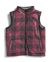 Andy & Evan Kids Red & Black Buffalo Check Plaid Reversible Sherpa Vest Size 8