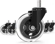 GBL Office Chair Castors - Set of 5 - Office Chair Wheels Replacement Rubber Chair Casters for Hardwood Floors and Carpet - Rollerblade Wheels for Office Chair Quiet Rolling - Black