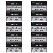 10pce Shut the Door After You Brushed Steel 18cm Signs Set Black/Silver Business
